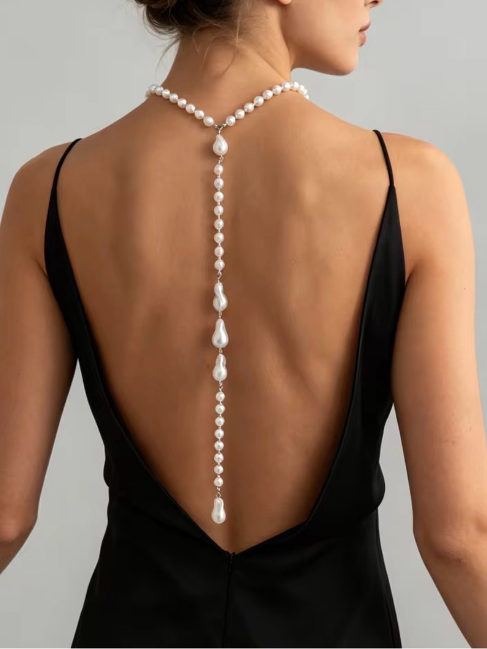 Luxury Pearl Back Drop Necklace For Open Back Dresses